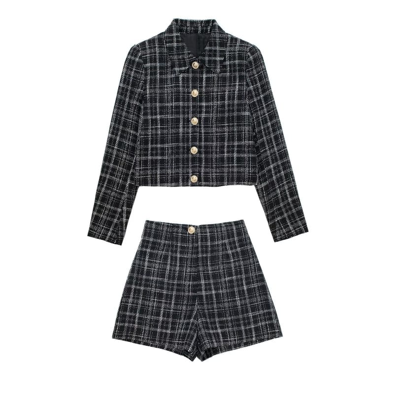 Ensemble Short + Débardeur Femme Élégant - Col V, Boutons, Tissu Léger, Pour Bureau, Sortie, Vacances - 3