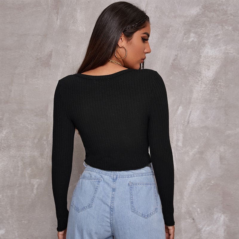 Crop top chic femme manches longues
