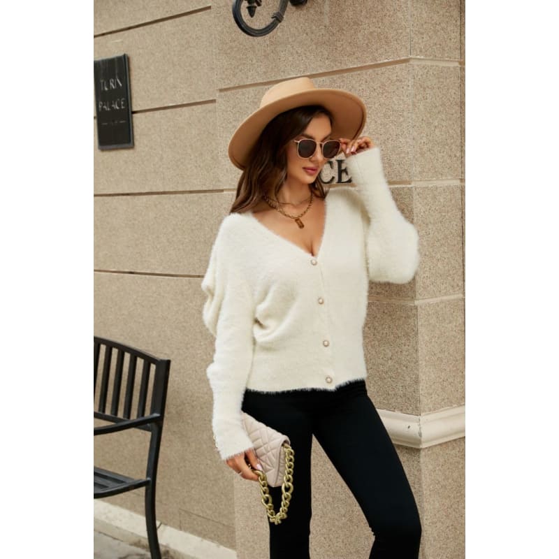 Atxnn Gilet Femme Cardigan Long Tricot Chic Élégant à Boutons - Veste Pull Chaud Hiver Automne Casual