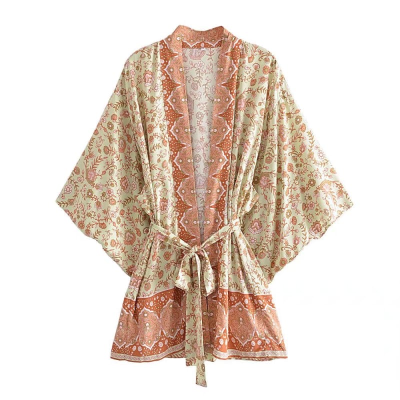 kimono beige bohème court