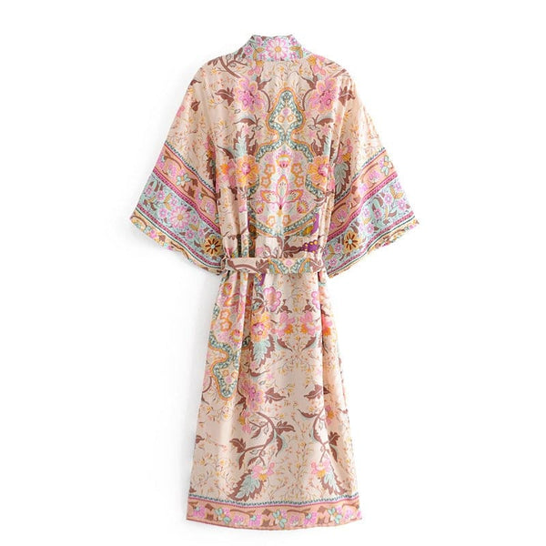 Kimono femme bohème fleuri