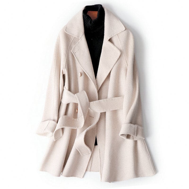 manteau long bi matière femme